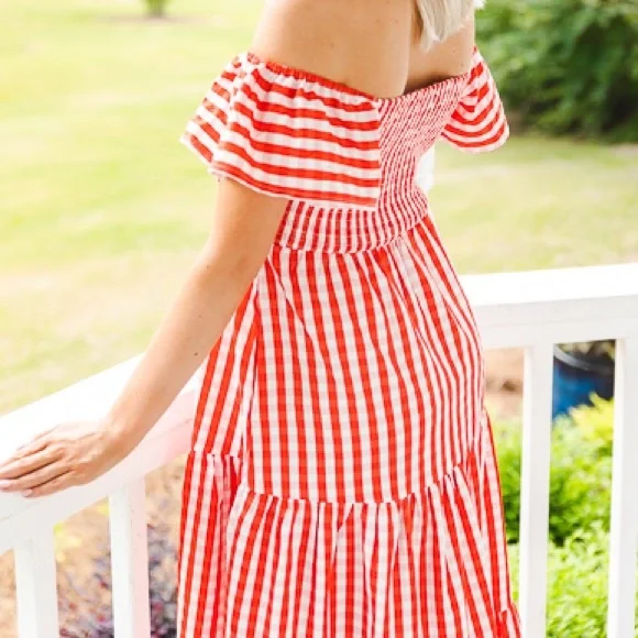 BUDDY LOVE Red Checkered Midi Dress - Picture 2 of 7